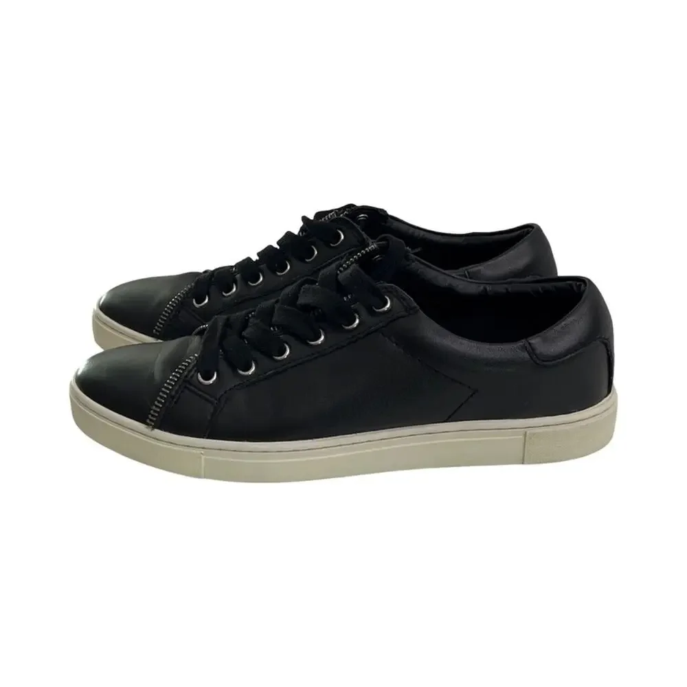 Frye And Co Sindy Moto Low Black Leather Zipper Detail Sneaker Women’s Size 8.5M - Picture 10 of 12